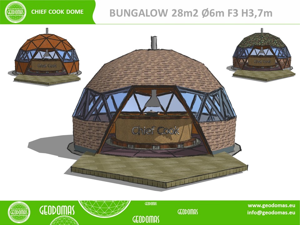 Pavėsinė su griliu (BBQ) | Medinis Kupolas Ø6m F3 28m2