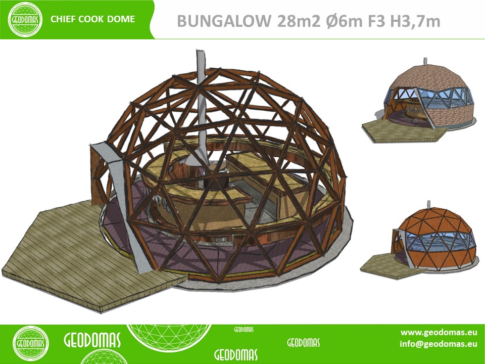 Pavėsinė su griliu (BBQ) | Medinis Kupolas Ø6m F3 28m2
