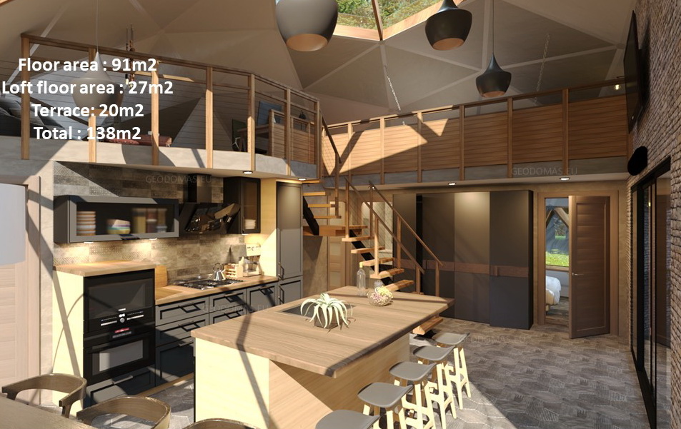 138m2 Gyvenamasis Solidus Kupolas Ø12m | Šeimyninis Namas A++