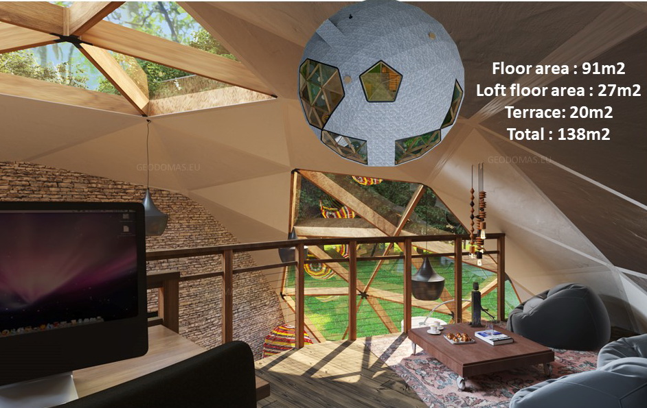 138m2 Gyvenamasis Solidus Kupolas Ø12m | Šeimyninis Namas A++