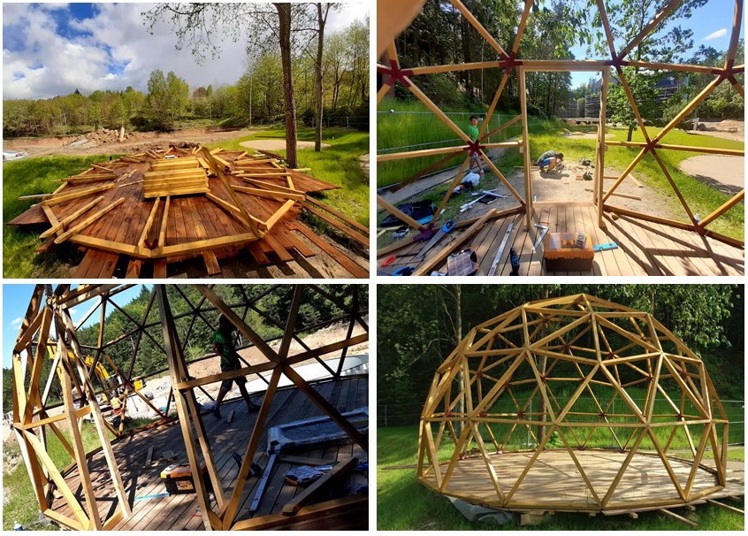 20m2 Nedidelis Namas | Medinis Geodezinis Kupolas Ø5m | Kupolo statybos komplektas
