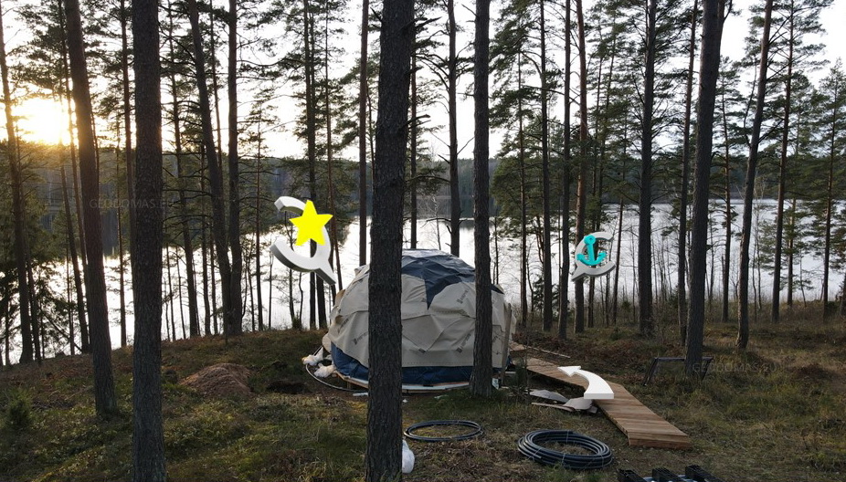 20m2 Nedidelis Namas | Medinis Geodezinis Kupolas Ø5m | Kupolo statybos komplektas