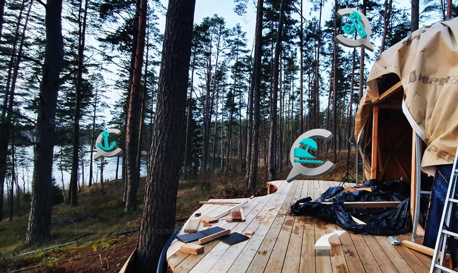 20m2 Nedidelis Namas | Medinis Geodezinis Kupolas Ø5m | Kupolo statybos komplektas