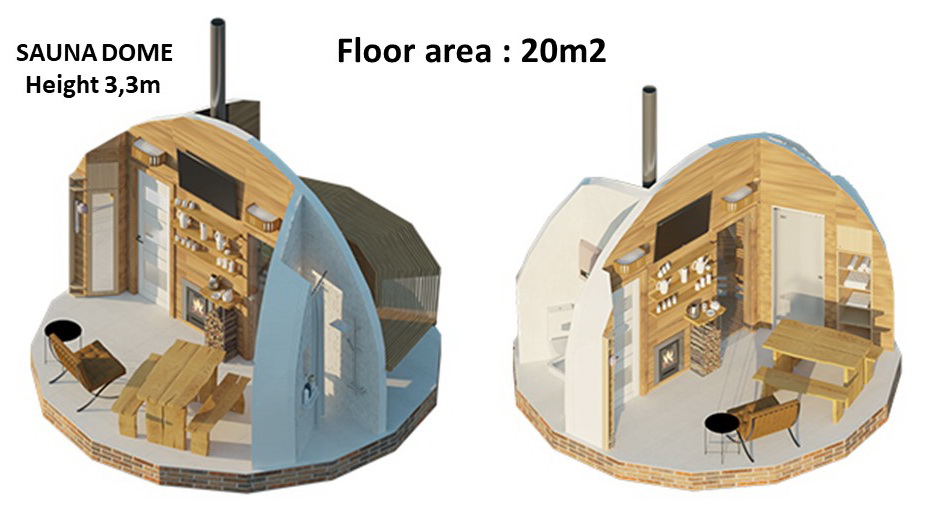 20m2 Pirties Kupolas Ø5m Geodezinio Kupolo Aukštis 3,3m