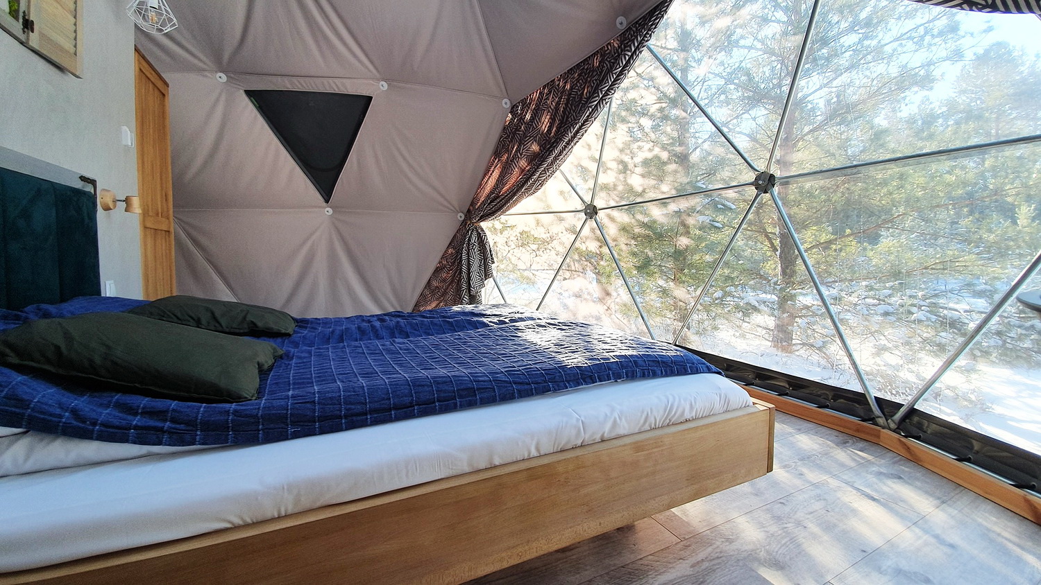 35m² Glamping Podniebny | Ø6,7m Kupolai | Kurortas Pomeranijoje, Lenkija