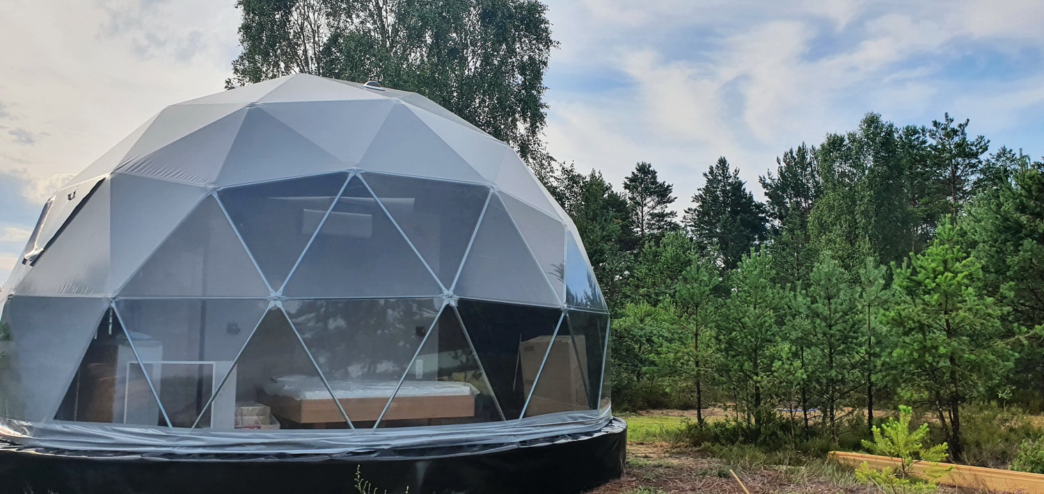 35m² Glamping Podniebny | Ø6,7m Kupolai | Kurortas Pomeranijoje, Lenkija