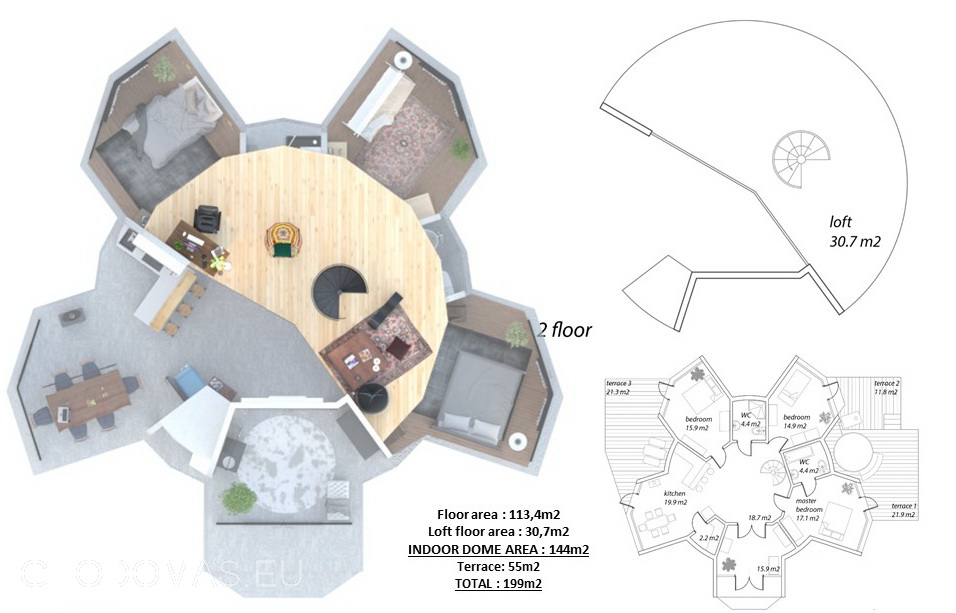144m2 ŠEIMOS GEODEZINIS NAMAS Ø10m