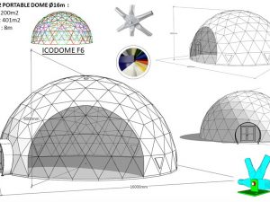200m2 MOBILI PALAPINĖ Ø16m ICO F6 H8m